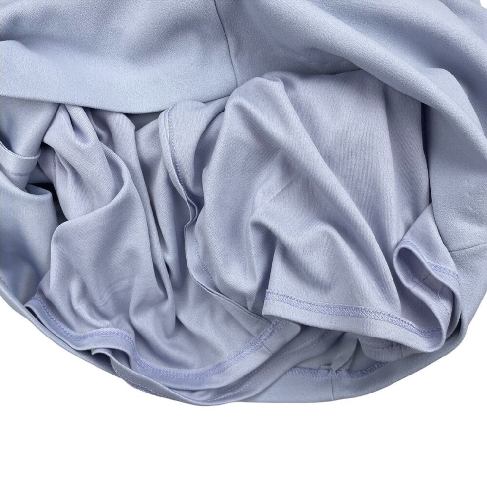 XSCAPE Wrenley Off-Shoulder Ruffled Crepe Sheath Dress Sz 14 Sky Blue - Picture 7 of 8